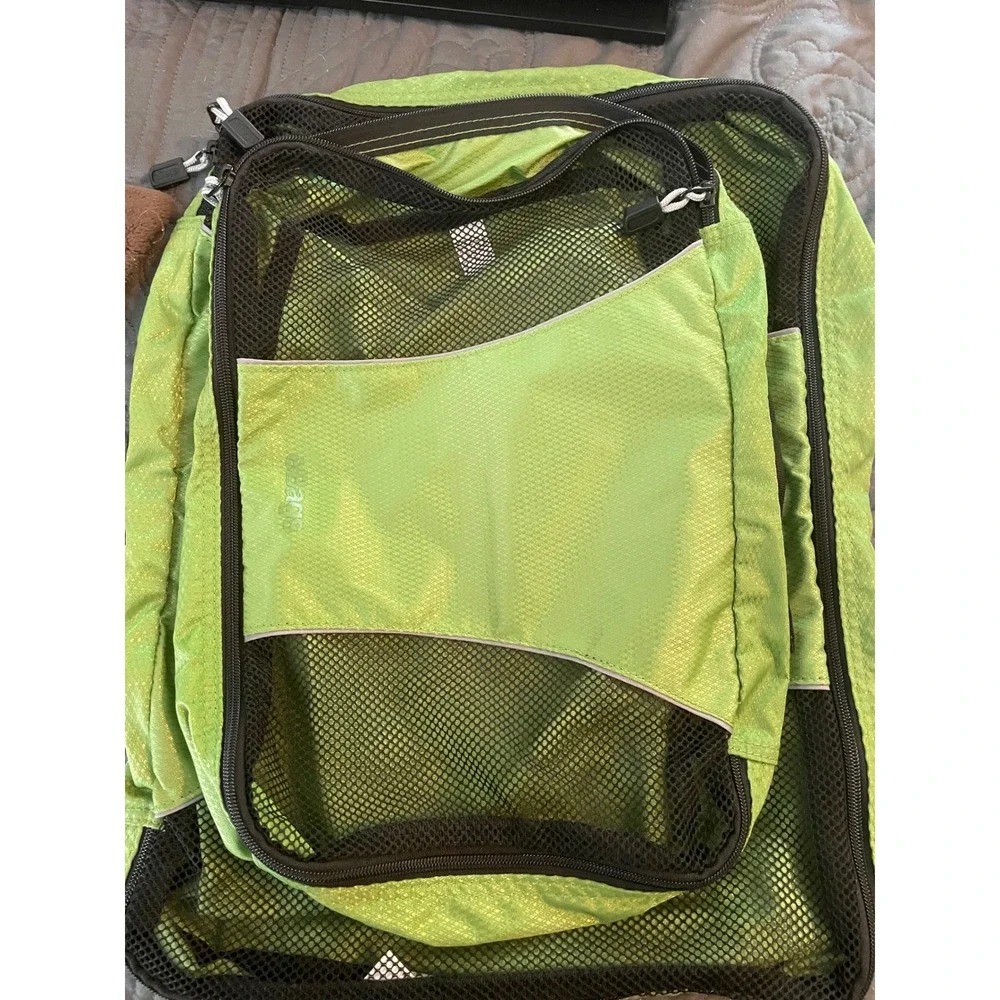 eBags 3pc Packing Cubes Set Lime Green Honeycomb Ripstop Nylon Travel Organizers